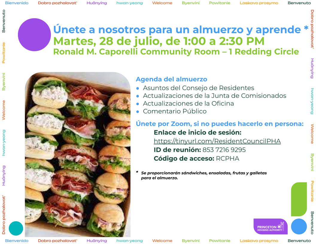 Join us for a lunch and learn on July 28 from 1-2 pm at the Ronald M Caporelli Community Center