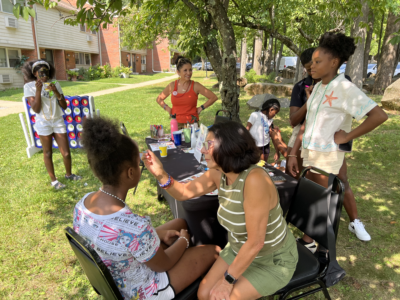 Councilwoman and others at the facepaint table