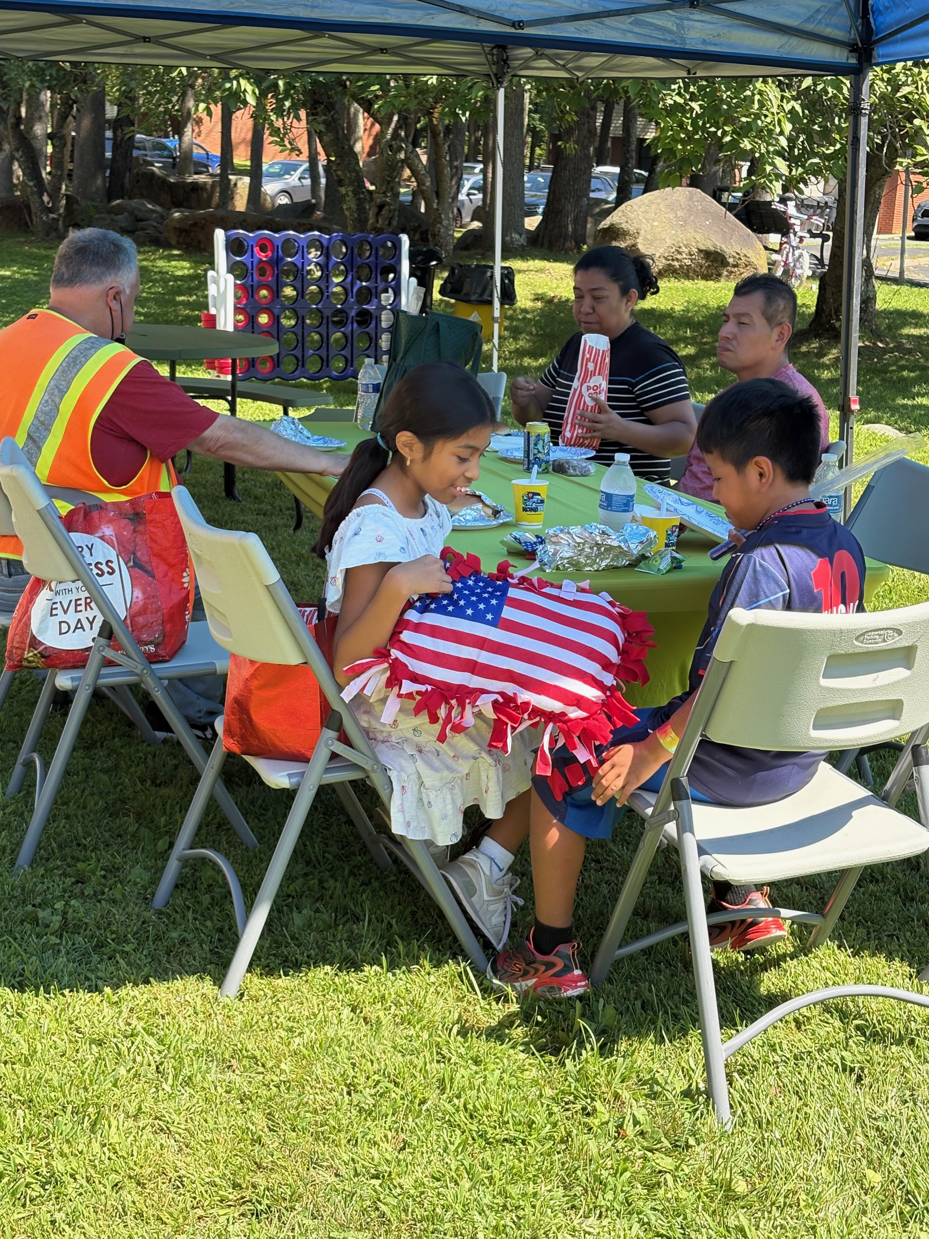 Tenants playing with a flag